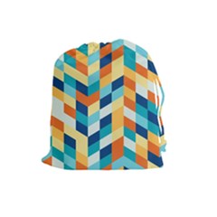 Geometric Retro Wallpaper Drawstring Pouch (large) by Wegoenart