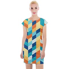 Geometric Retro Wallpaper Cap Sleeve Bodycon Dress