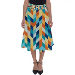 Geometric Retro Wallpaper Perfect Length Midi Skirt by Wegoenart