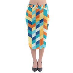 Geometric Retro Wallpaper Midi Pencil Skirt by Wegoenart