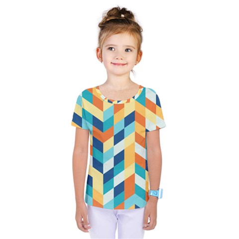 Geometric Retro Wallpaper Kids  One Piece Tee by Wegoenart