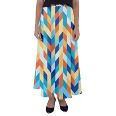 Geometric Retro Wallpaper Flared Maxi Skirt by Wegoenart