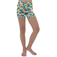 Geometric Retro Wallpaper Kids  Lightweight Velour Yoga Shorts