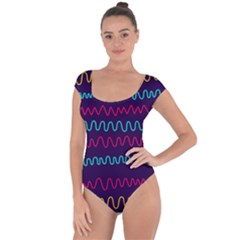 Background Waves Abstract Background Short Sleeve Leotard  by Wegoenart