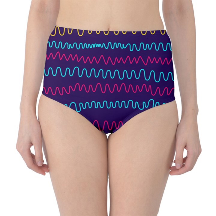 Background Waves Abstract Background Classic High-Waist Bikini Bottoms