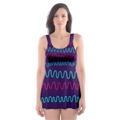 Background Waves Abstract Background Skater Dress Swimsuit by Wegoenart