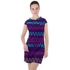 Background Waves Abstract Background Drawstring Hooded Dress