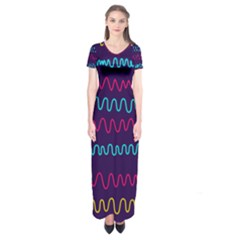 Background Waves Abstract Background Short Sleeve Maxi Dress by Wegoenart