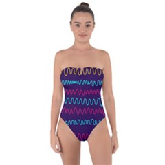 Background Waves Abstract Background Tie Back One Piece Swimsuit by Wegoenart