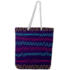 Background Waves Abstract Background Full Print Rope Handle Tote (large) by Wegoenart