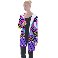 Background Abstract Pattern Longline Hooded Cardigan