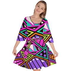 Background Abstract Pattern Velour Kimono Dress