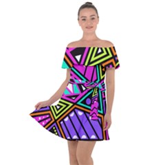 Background Abstract Pattern Off Shoulder Velour Dress