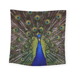 Peacock Bird Plumage Display Full Square Tapestry (small) by Wegoenart