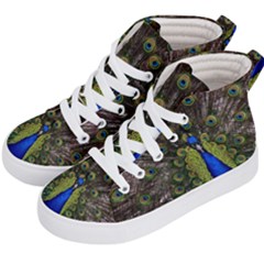 Peacock Bird Plumage Display Full Kids  Hi-top Skate Sneakers by Wegoenart