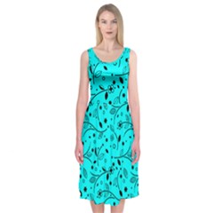 Pattern Flowers Flower Texture Midi Sleeveless Dress by Wegoenart