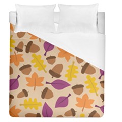 Acorn Autumn Background Boxes Fall Duvet Cover (queen Size) by Wegoenart