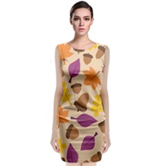 Acorn Autumn Background Boxes Fall Classic Sleeveless Midi Dress by Wegoenart