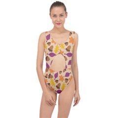 Acorn Autumn Background Boxes Fall Center Cut Out Swimsuit by Wegoenart