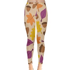 Acorn Autumn Background Boxes Fall Inside Out Leggings by Wegoenart