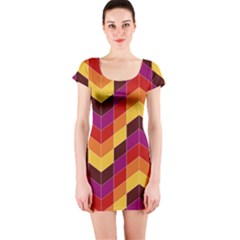 Geometric Pattern Triangle Short Sleeve Bodycon Dress by Wegoenart