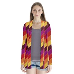 Geometric Pattern Triangle Drape Collar Cardigan by Wegoenart