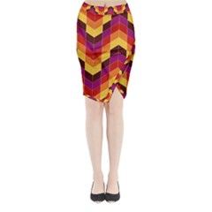 Geometric Pattern Triangle Midi Wrap Pencil Skirt by Wegoenart