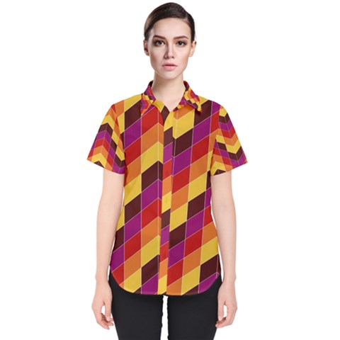 Geometric Pattern Triangle Women s Short Sleeve Shirt by Wegoenart