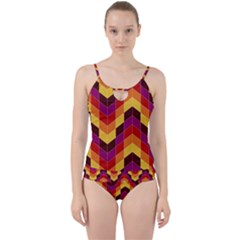 Geometric Pattern Triangle Cut Out Top Tankini Set by Wegoenart