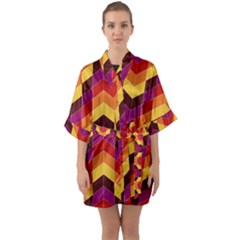 Geometric Pattern Triangle Quarter Sleeve Kimono Robe by Wegoenart