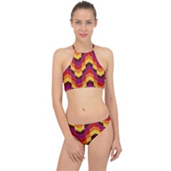 Geometric Pattern Triangle Racer Front Bikini Set by Wegoenart