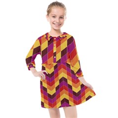 Geometric Pattern Triangle Kids  Quarter Sleeve Shirt Dress by Wegoenart