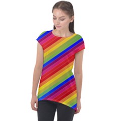 Rainbow Background Colorful Cap Sleeve High Low Top by Wegoenart