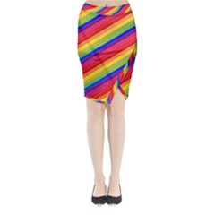 Rainbow Background Colorful Midi Wrap Pencil Skirt by Wegoenart