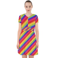 Rainbow Background Colorful Adorable In Chiffon Dress