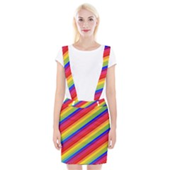 Rainbow Background Colorful Braces Suspender Skirt by Wegoenart