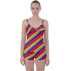 Rainbow Background Colorful Tie Front Two Piece Tankini by Wegoenart