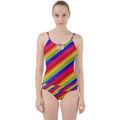 Rainbow Background Colorful Cut Out Top Tankini Set by Wegoenart