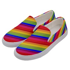 Rainbow Background Colorful Men s Canvas Slip Ons by Wegoenart