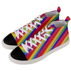 Rainbow Background Colorful Men s Mid-top Canvas Sneakers by Wegoenart