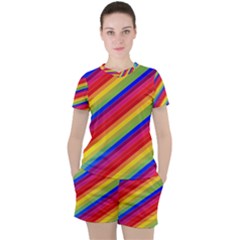 Rainbow Background Colorful Women s Tee And Shorts Set