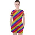 Rainbow Background Colorful Women s Tee and Shorts Set View1