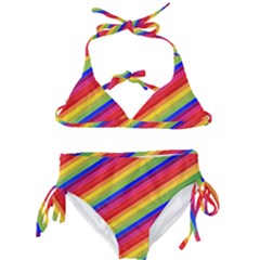 Rainbow Background Colorful Kids  Classic Bikini Set by Wegoenart