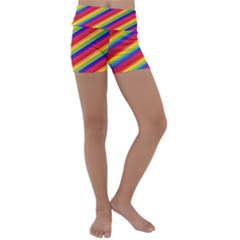 Rainbow Background Colorful Kids  Lightweight Velour Yoga Shorts