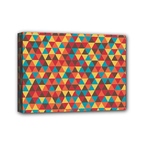 Background Triangles Retro Vintage Mini Canvas 7  X 5  (stretched) by Wegoenart