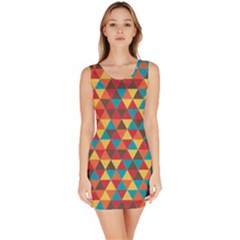 Background Triangles Retro Vintage Bodycon Dress by Wegoenart