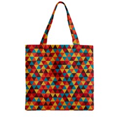 Background Triangles Retro Vintage Zipper Grocery Tote Bag by Wegoenart