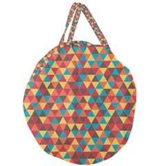 Background Triangles Retro Vintage Giant Round Zipper Tote by Wegoenart