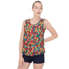 Background Triangles Retro Vintage Bubble Hem Chiffon Tank Top