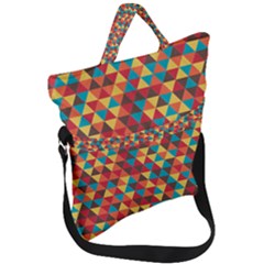 Background Triangles Retro Vintage Fold Over Handle Tote Bag by Wegoenart